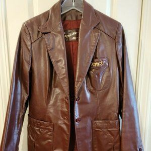 Etienne Aigner Genuine Leather Coat Jacket Blazer Size 12